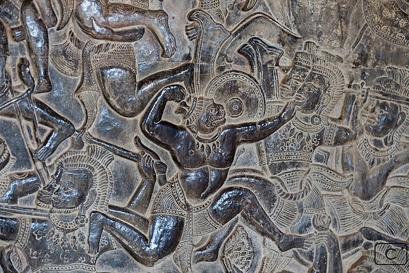 Angkor Wat : bas-relief dans la grande galerie