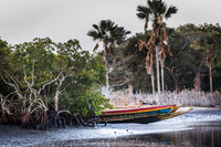 Pirogue au bord d'un village