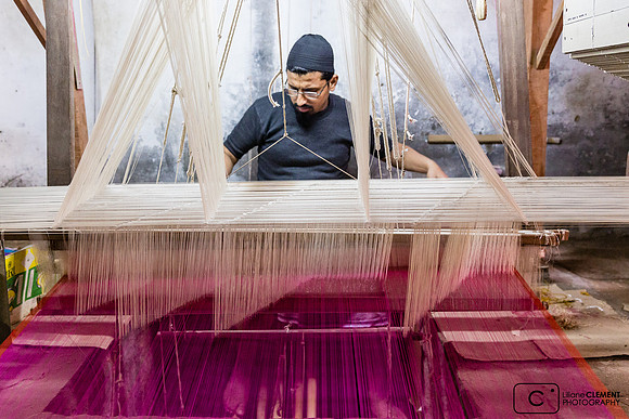 Atelier de tisserand de sari en soie