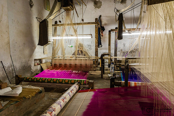 Atelier de tisserand de sari en soie
