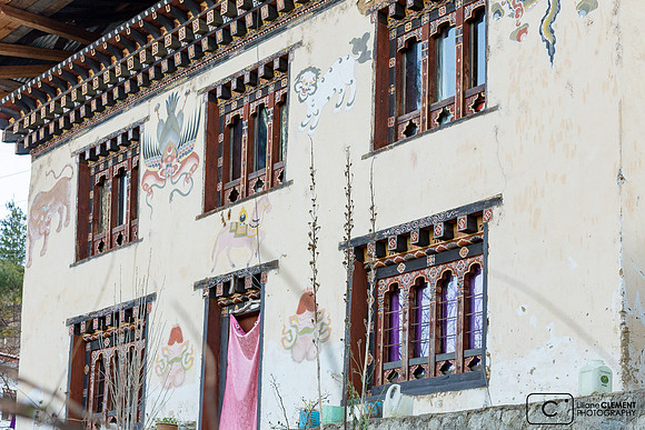 Façade d'une maison à Paro