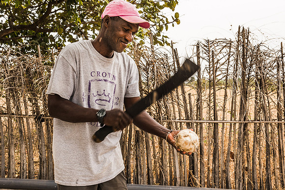 Raymond nous offre une noix de coco