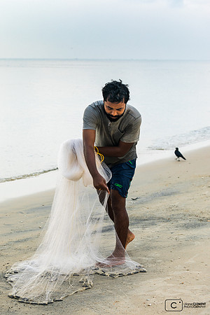 Pêche à l'épervier à Marari Beach