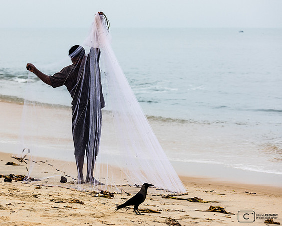 Pêche à l'épervier à Marari Beach